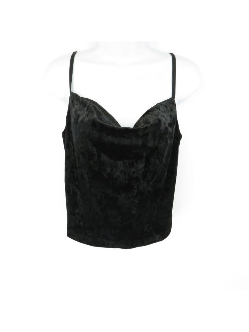 Club Monaco Crushed Velvet Cowl Neck Chemise Black XS Adjustable Straps NWT $98